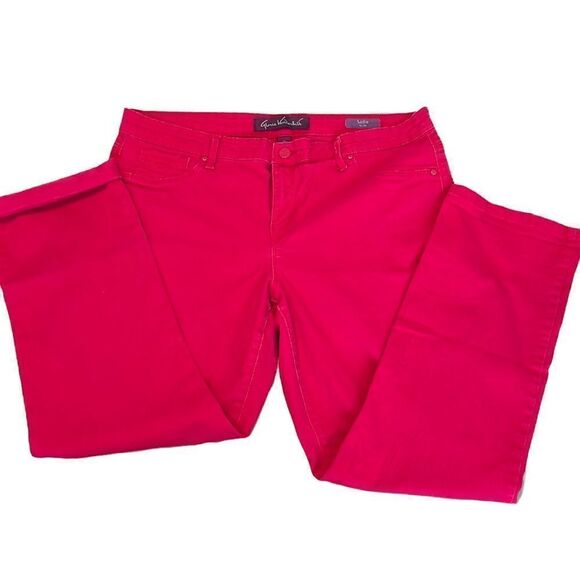 Gloria Vanderbilt Sadie size 14P slim dark pink cropped jeans cuffed or not EUC - Picture 1 of 13